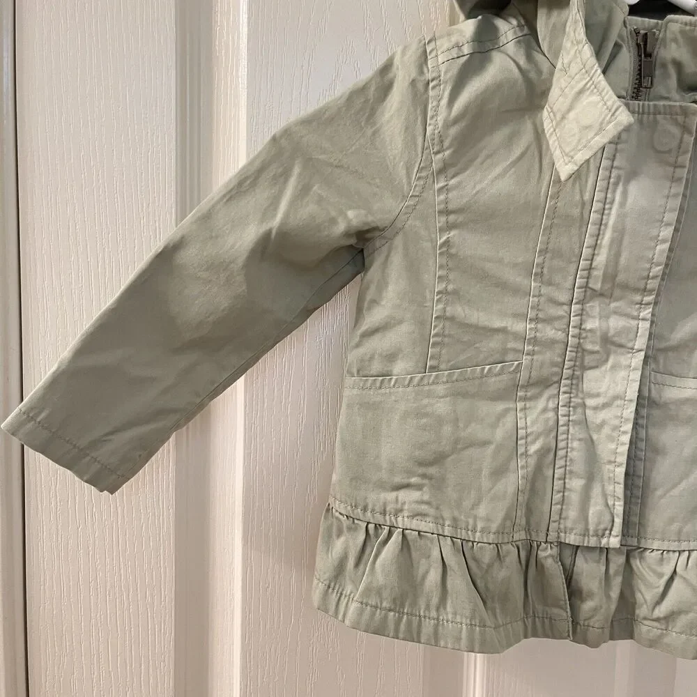 Old Navy Green Hooded Peplum Hem Hooded Jacket Girls Size 3T NWT